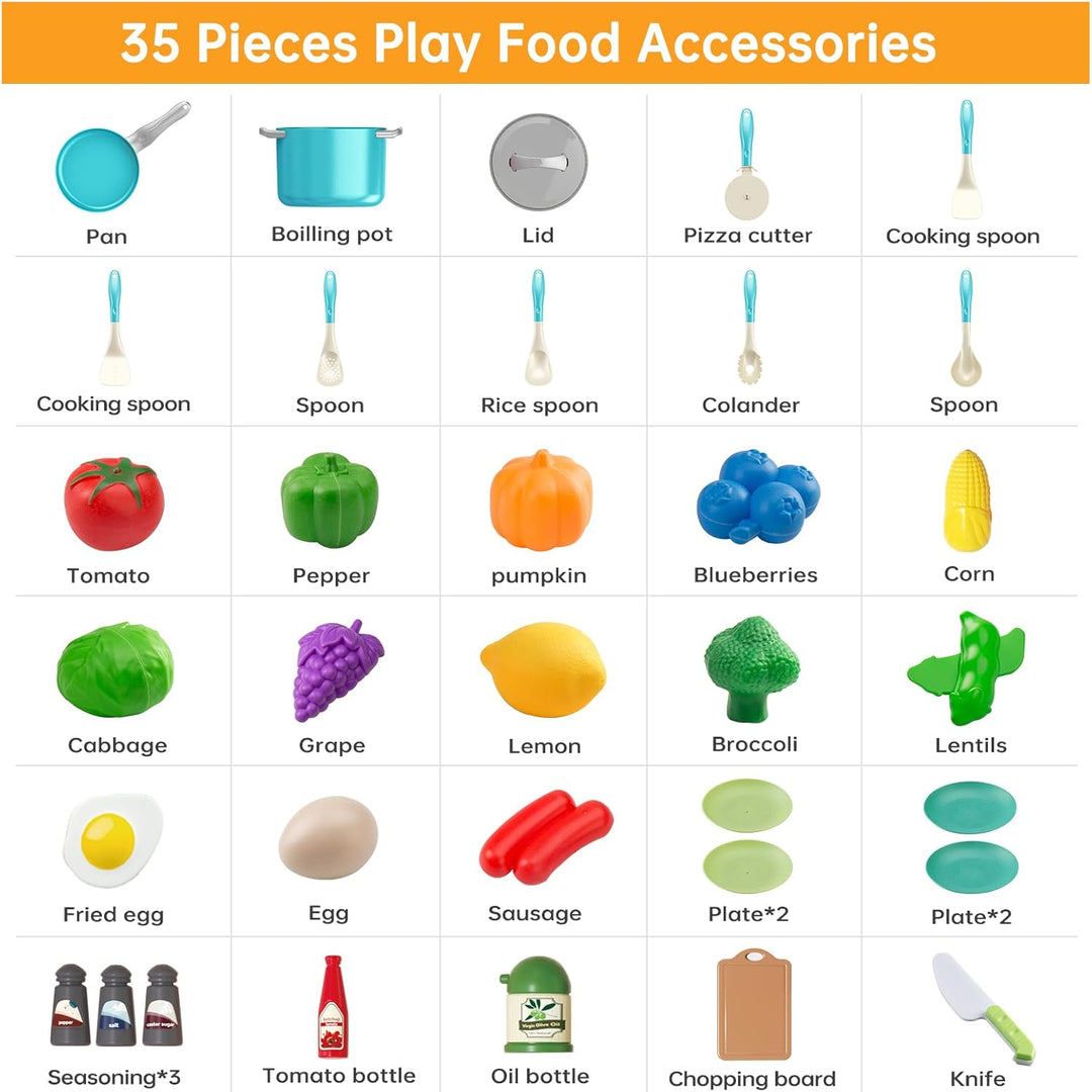 35 piezas de accesorios de juguete para cocina de niños, juego de c...