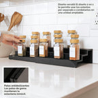 Organizador de especias expandible de 3 niveles, color negro