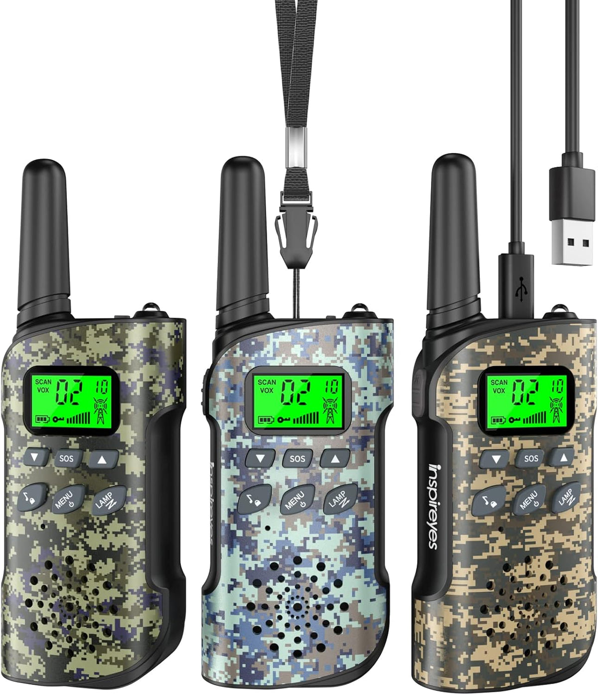 Inspireyes Walkie Talkies para niños recargables, juguetes para niñ...