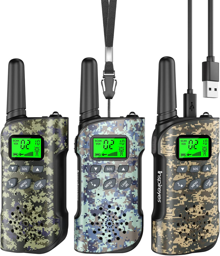 Inspireyes Walkie Talkies para niños recargables, juguetes para niñ...