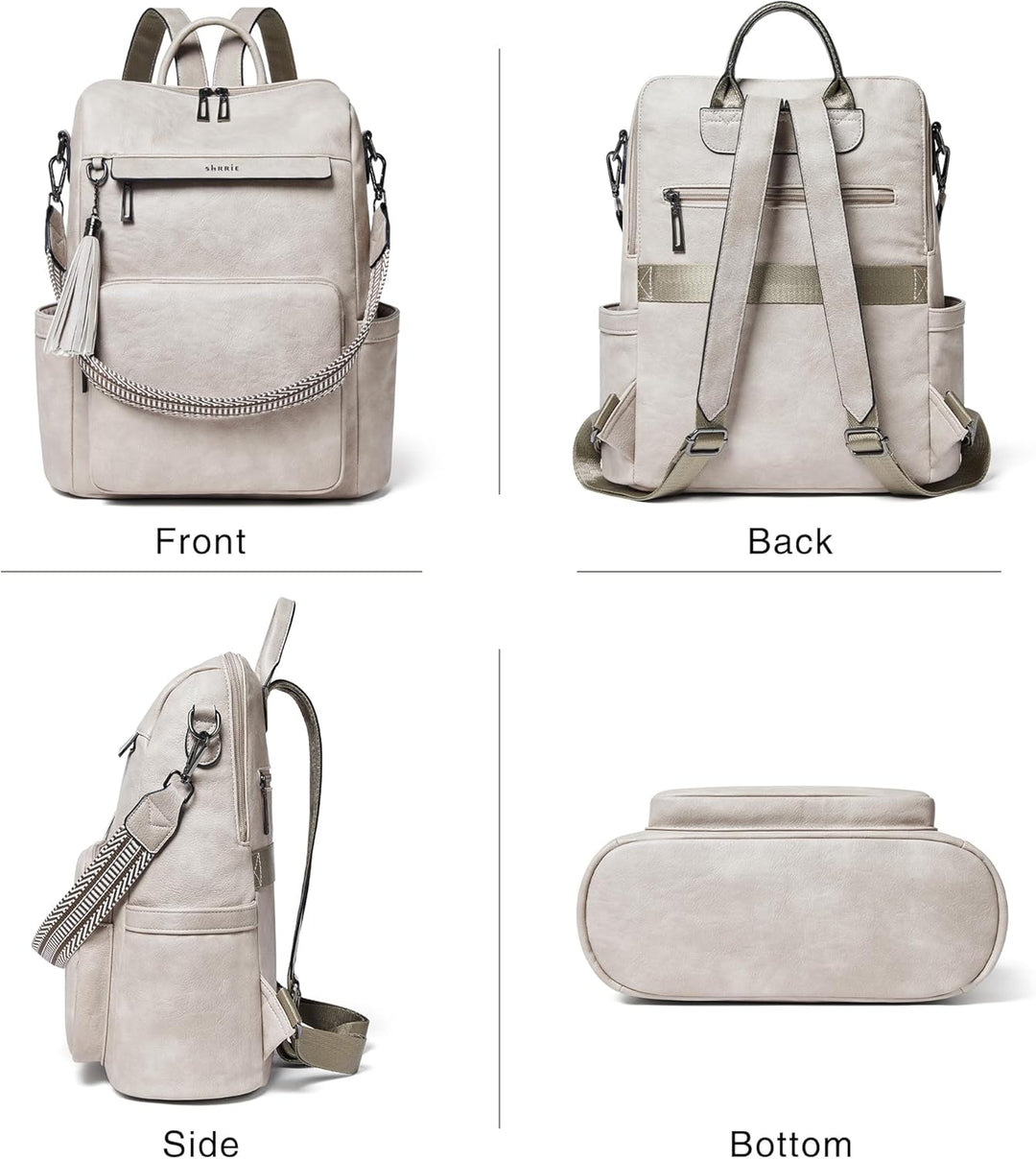 Mochila Shrrie de cuero vegano para computadora portátil de 14 pulg...