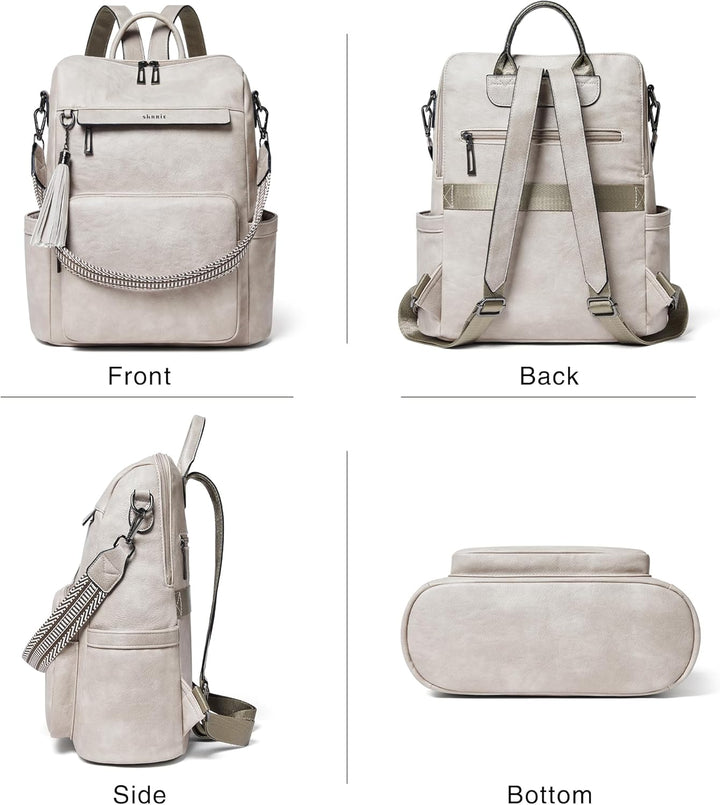 Mochila Shrrie de cuero vegano para computadora portátil de 14 pulg...