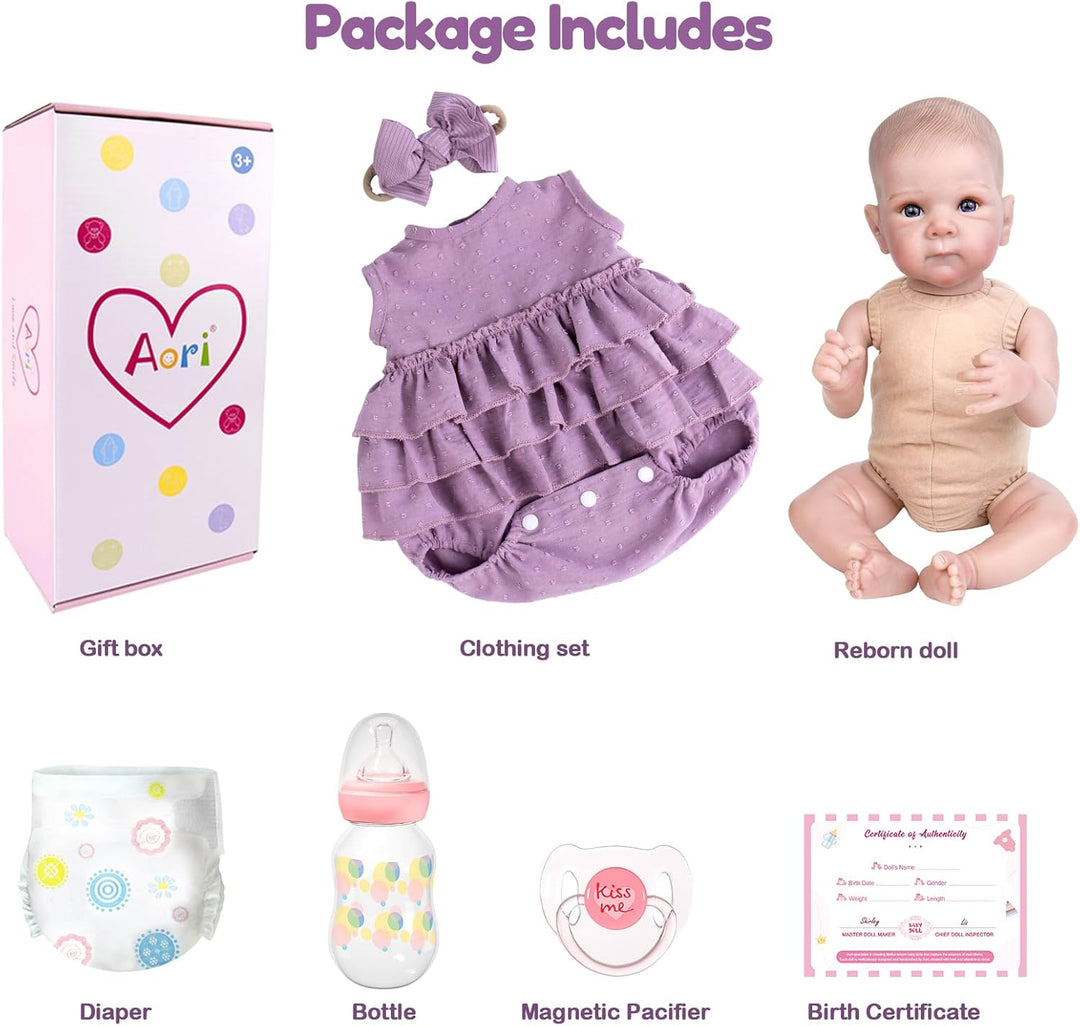 Aori Muñecas de bebé recién nacidas realistas de 20 pulgadas con ve...