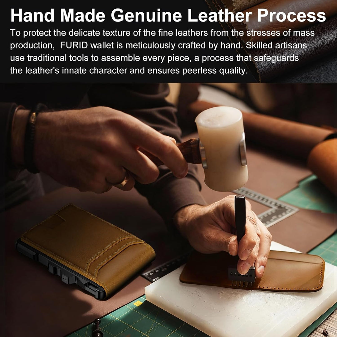 furid Cartera de cuero genuino para hombre: carteras minimalistas R...