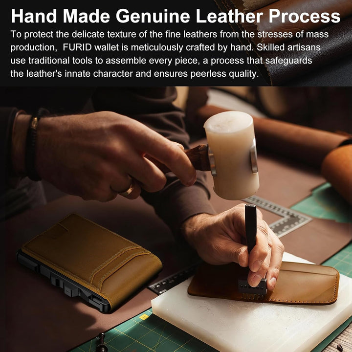 furid Cartera de cuero genuino para hombre: carteras minimalistas R...