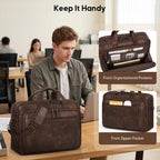 RAINSMORE Bolso de mensajero para hombre 16 pulgadas Vintage PU cuero