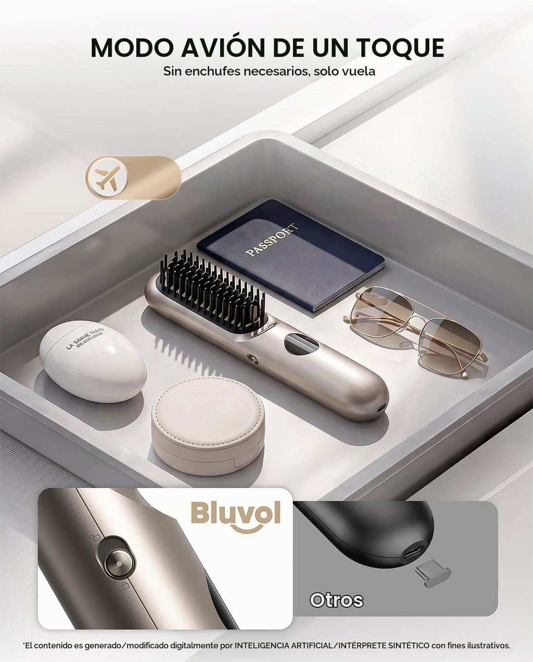 Bluvol I11 Apex Cordless Straightening Comb, Touch-Up Tool with Tra...