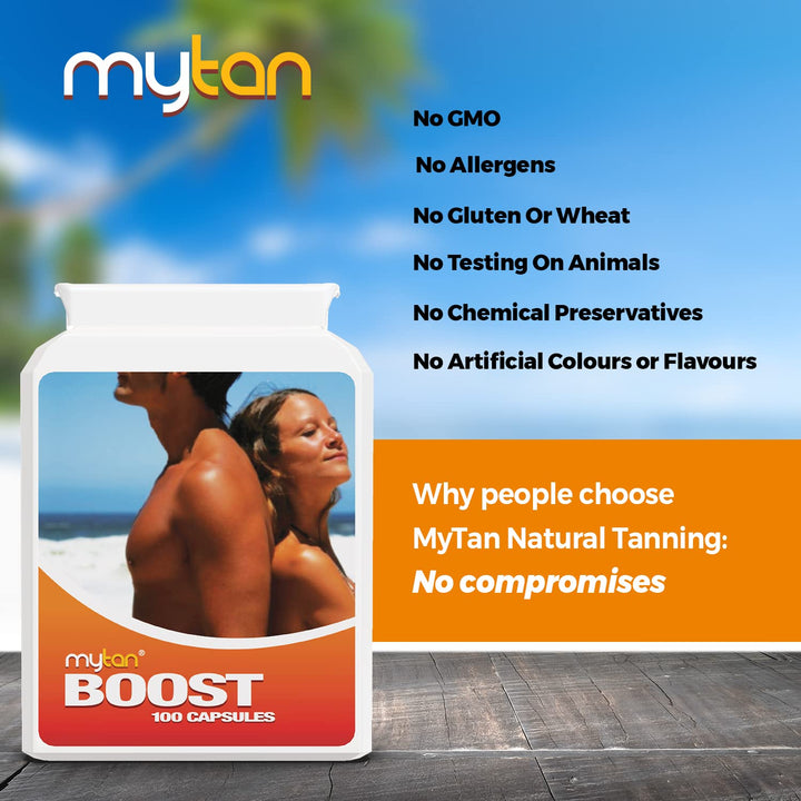 MyTan Boost Tan Pills | 100 cápsulas | Acelerador de bronceado sola...