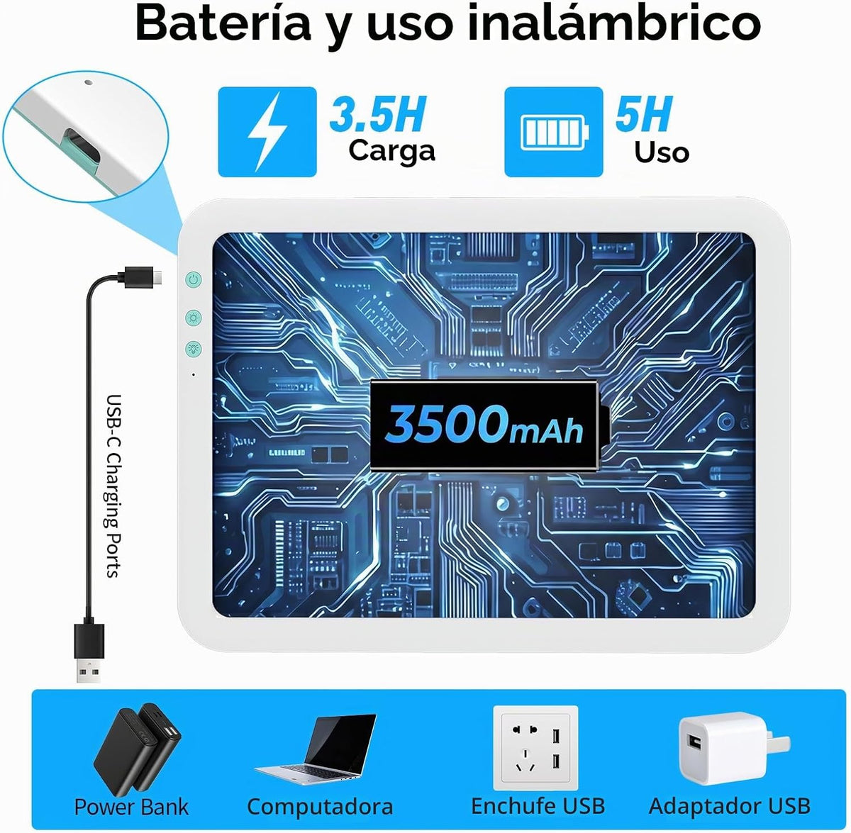 Almohadilla de luz LED súper brillante recargable A4 alimentada por batería de litio de 3500 mAh para herramienta de vinilo, tablero de luz inalámbrico portátil para trazar, pintura de diamantes, bocetos y dibujo