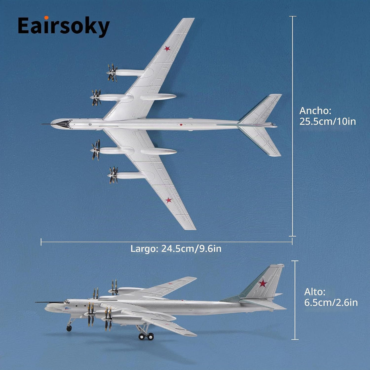 1:200 Escala Tu-95 Bear Bombardero estratégico Modelo de aeronave de fundición a presión Militar Aviones de largo alcance Modelos de aleación para colección o regalo Interchage
