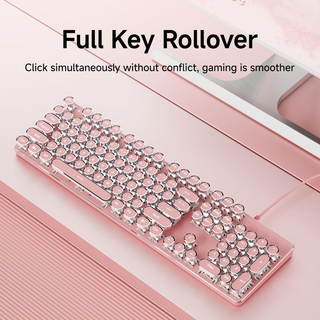 SEUNKWANG Teclado mecánico para juegos estilo máquina de escribir c...