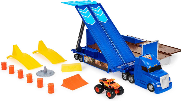 Monster Jam, set de juego transformable Hauler y almacenamiento con...