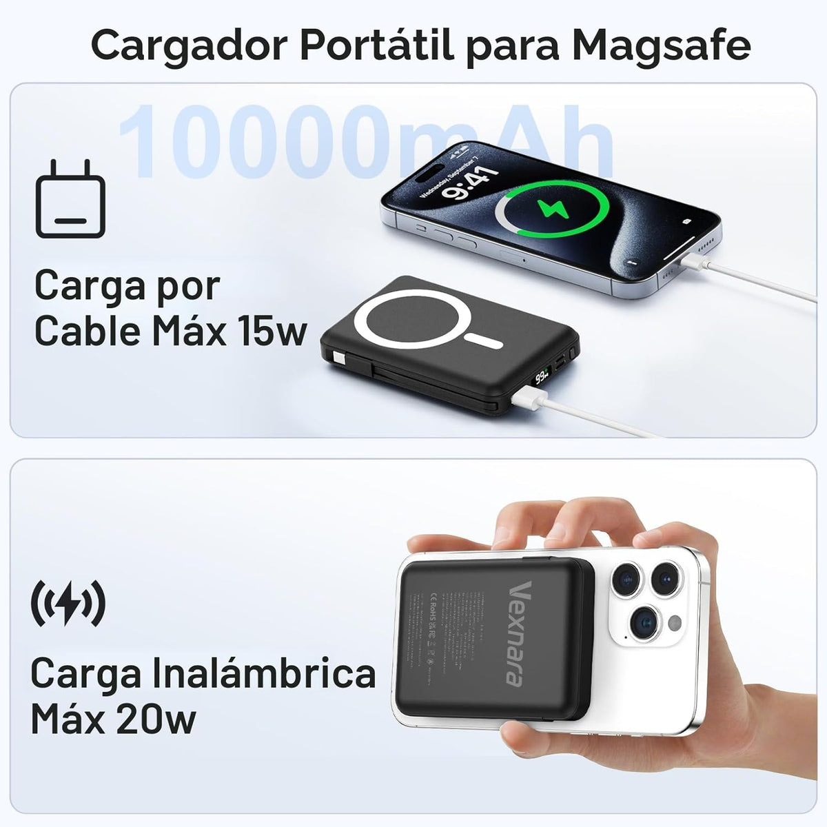 para Cargador Portátil Magsafe - Batería de 10000mAh para Magsafe c...