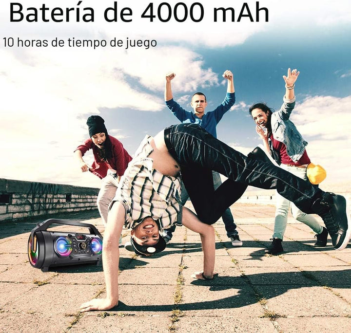 Altavoz Bluetooth, Boombox Bluetooth portátil de 30 W con subwoofer...