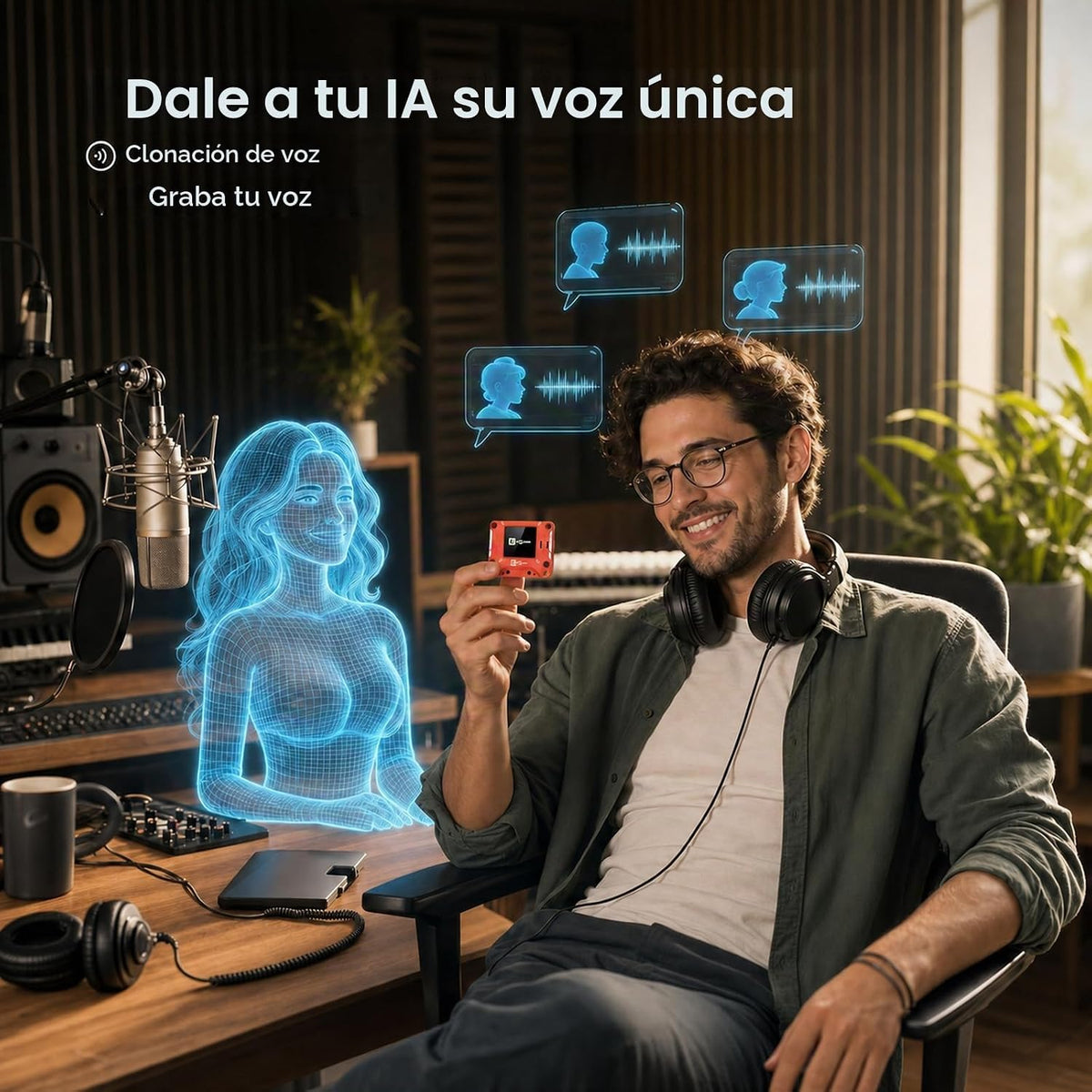 AIPI Lite AI Robot Companion, personaje personalizado, clonación de voz, soporte de base de conocimiento, robot de escritorio AI alimentado por ChatGPT (rojo)