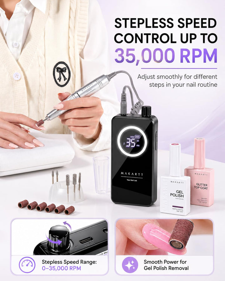 Taladro de uñas inalámbrico Makartt para principiantes: lima electr...