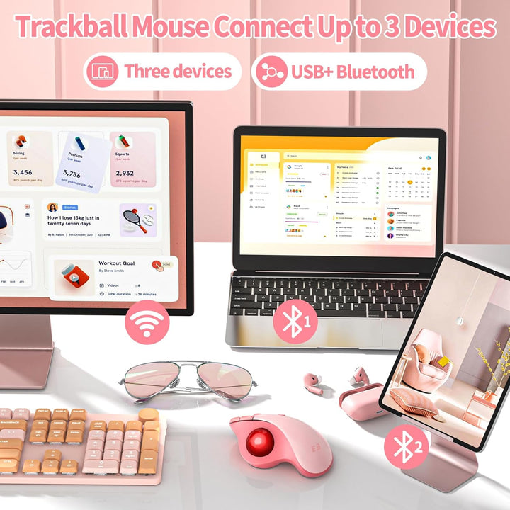 seenda Ratón de Trackball inalámbrico, mouse ergonómico Bluetooth R...