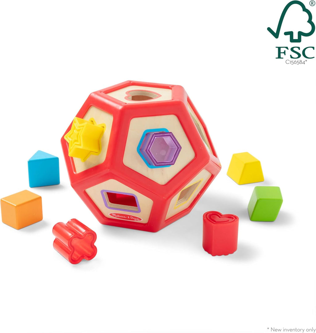 Melissa & Doug Geometric Wooden Shape Sorter 12-Sided Learning Toy
