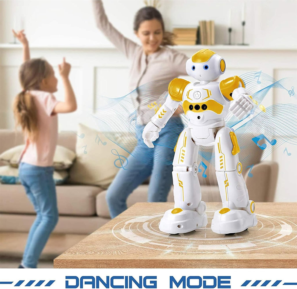 KingsDragon - Robot RC, juguetes para niños, gestos y detección programable, robot inteligente a control remoto para niños de 3 a 8 años, regalo de cumpleaños, amarillo