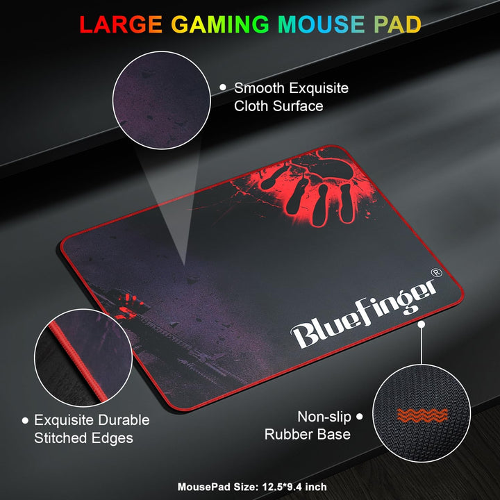 BlueFinger Combo de teclado para juegos RGB de 87 teclas y mouse re...