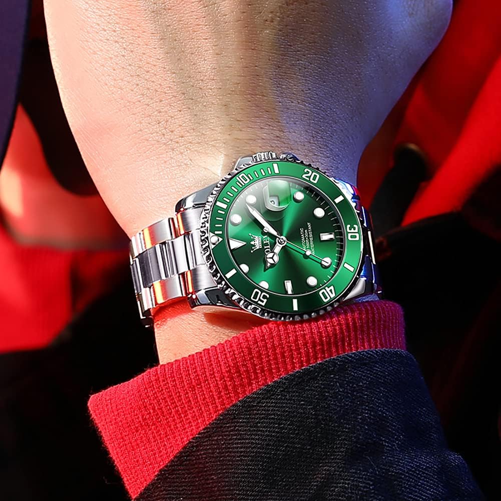 OLEVS Reloj automático para hombre, esfera grande, acero inoxidable, automático