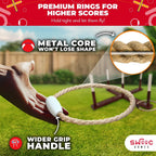 Swooc Juegos - Juego rústico de lanzamiento de anillos (todo tipo de clima) - Fácil configuración y juegos adicionales incluidos - Juego de lanzamiento de anillos para adultos - Actividades al aire