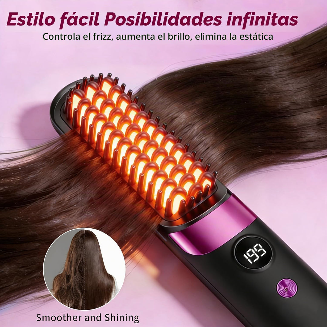 Go Brush Pro - Cepillo alisador de pelo inalámbrico, 3 en 1, cepill...