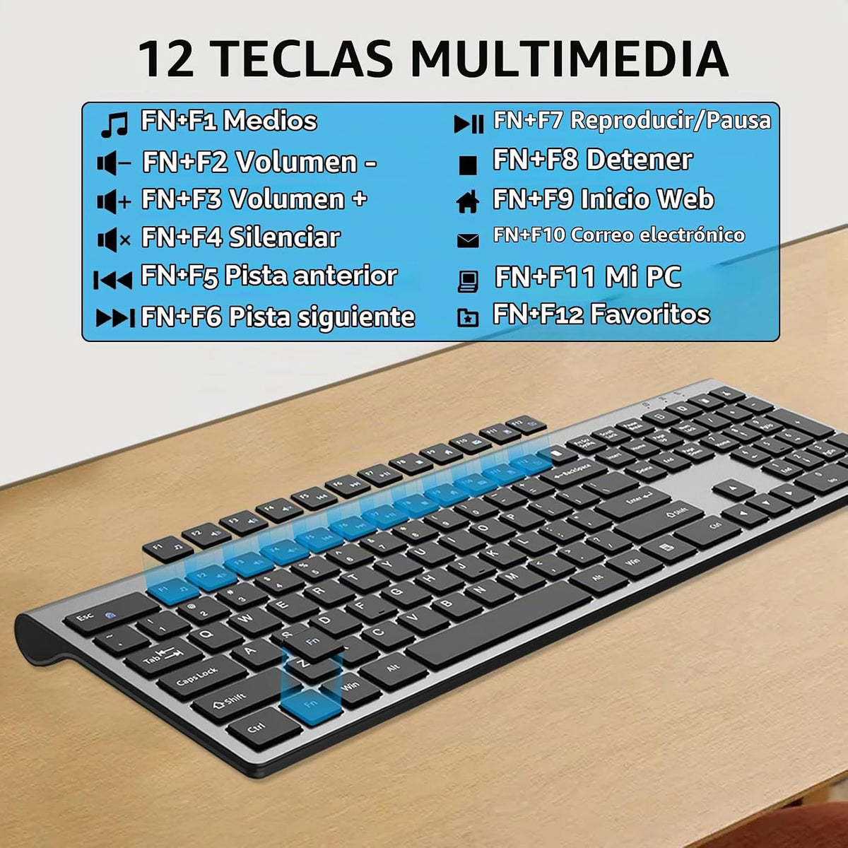 Combo de mouse y teclado inalámbricos, teclado de computadora de ta...