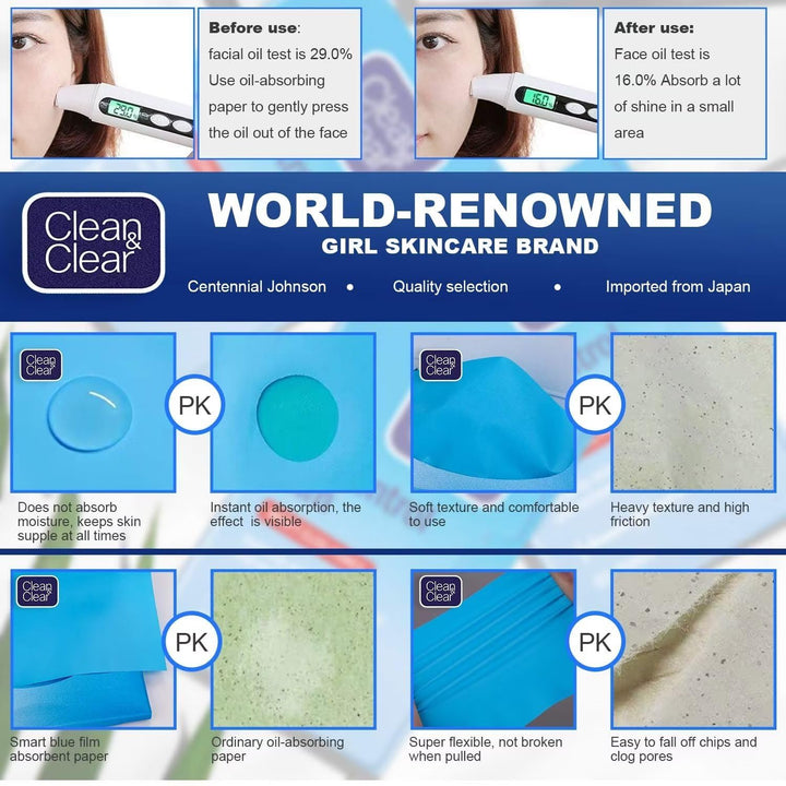 Clean &amp; Clear Película de control de aceite, 5 paquetes de 60 h...