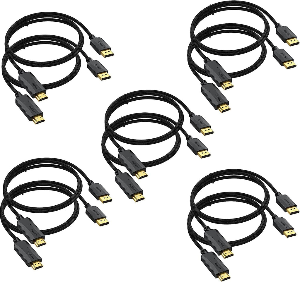Cable DisplayPort HDMI, paquete de 10 unidades, 6 pies, 4K macho macho