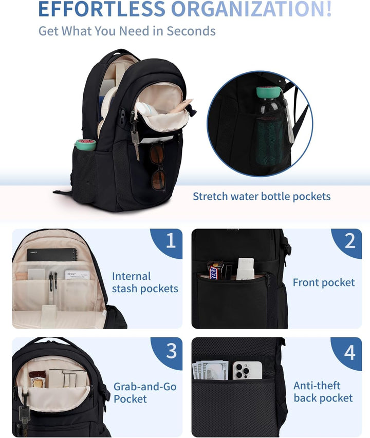 ECOHUB Mochila de viaje para mujer, para portátil de 17.3 pulgadas,...