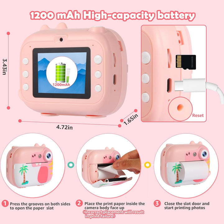 Cámara de impresión instantánea para niños, juguetes de cámara digi...