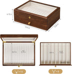 Caja de collar con cerradura de nogal negro, caja organizadora de joyas de