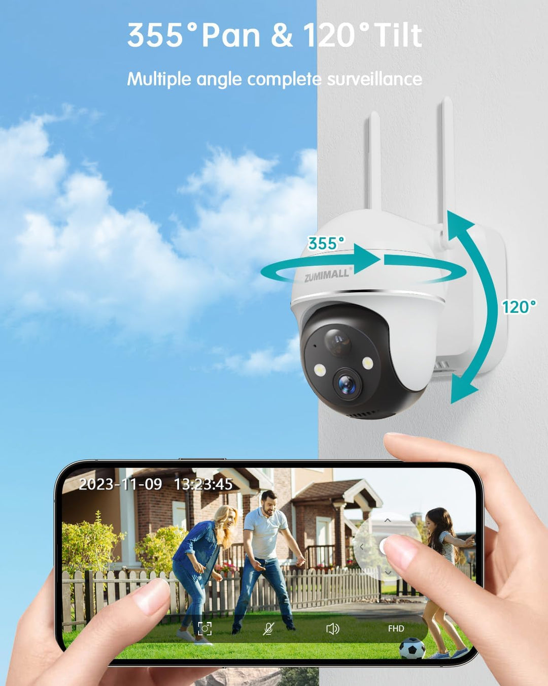 Cámaras de seguridad inalámbricas para exteriores ZUMIMALL, vista d...