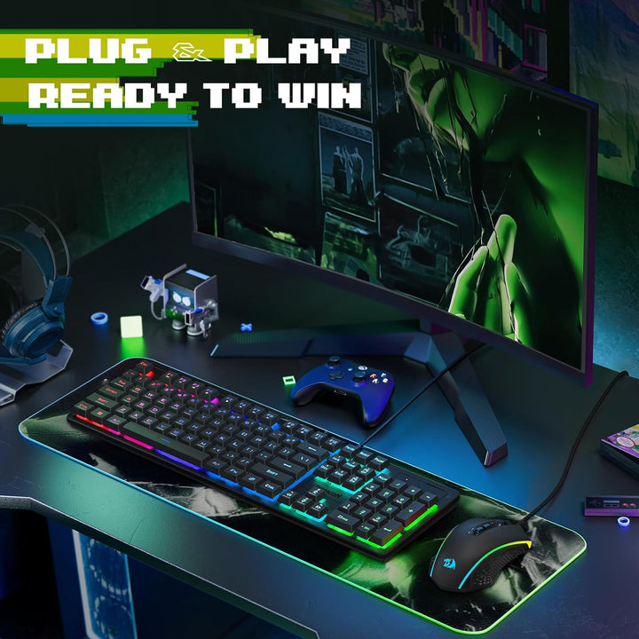 Redragon, combo actualizado de teclado y mouse para juegos S107, te...
