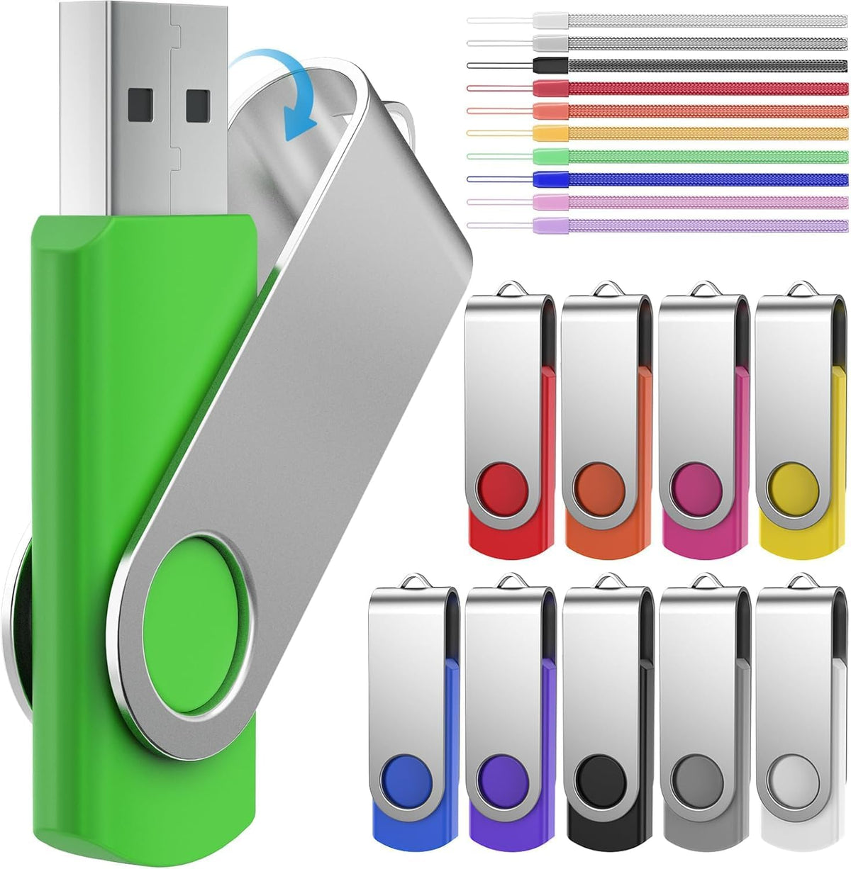 FEBNISCTE Paquete de 10 unidades flash de 64 GB, unidad de pulgar d...
