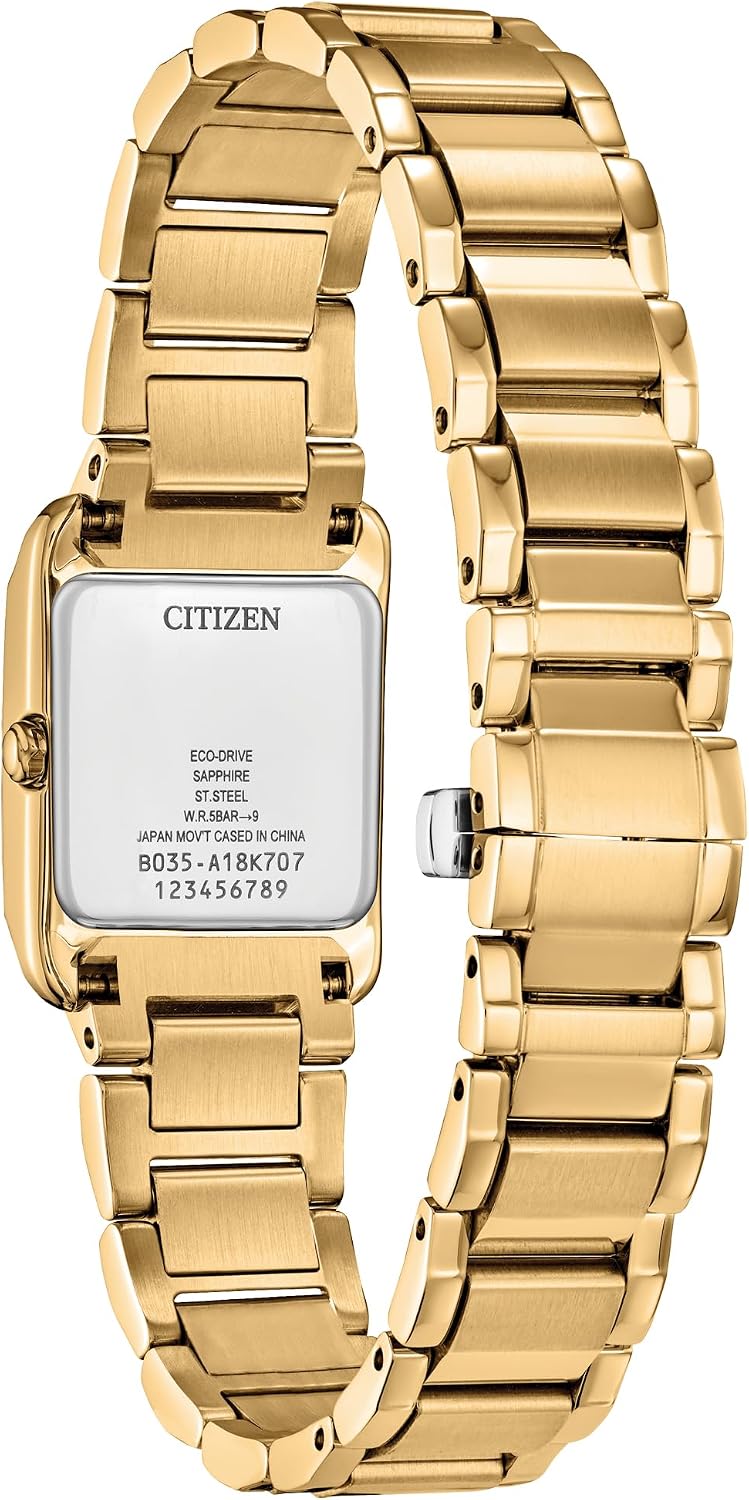 Citizen Bianca EW5602-57D - Reloj de pulsera de acero inoxidable dorado con esfera blanca de 0.866 in