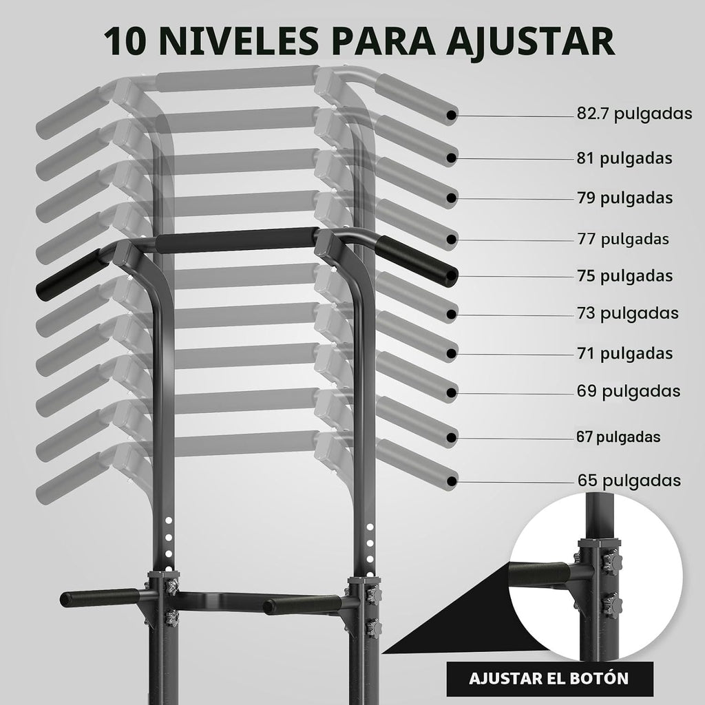 SogesPower Power Tower Estación de Fondos Barra de Dominadas para Gimnasio en Casa con Altura Ajustable Equipo de Entrenamiento de Fuerza, Estación de Barra de Dominadas