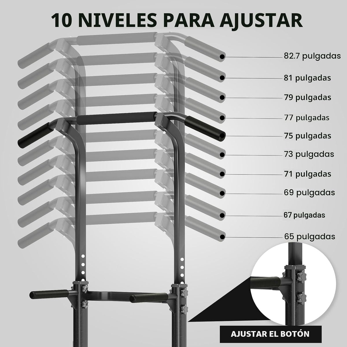 SogesPower Power Tower Estación de Fondos Barra de Dominadas para Gimnasio en Casa con Altura Ajustable Equipo de Entrenamiento de Fuerza, Estación de Barra de Dominadas