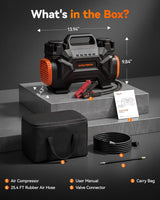 WOLFBOX Compresor de aire de 12 V, compresor de aire todoterreno de...