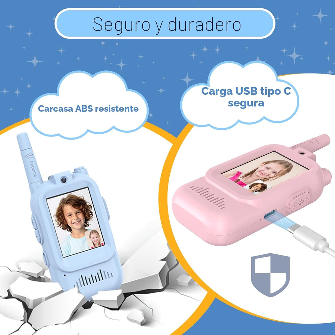 Walkie Talkies para niños, paquete de 2, radios bidireccionales rec...