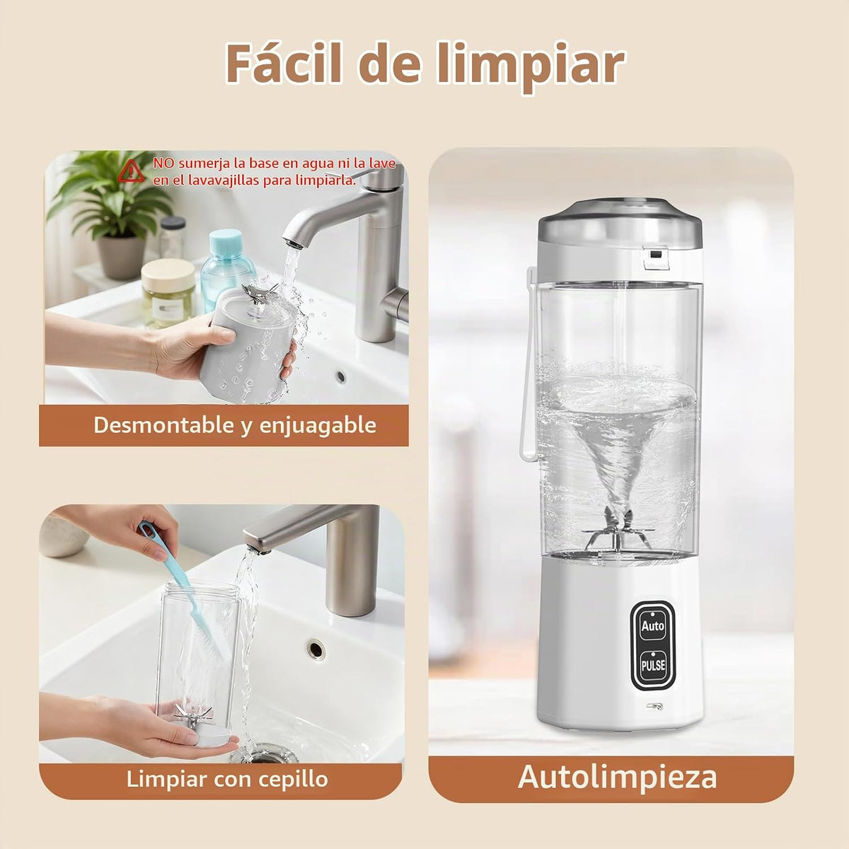 Licuadora portátil, licuadoras personales con modo pulso, licuadora y