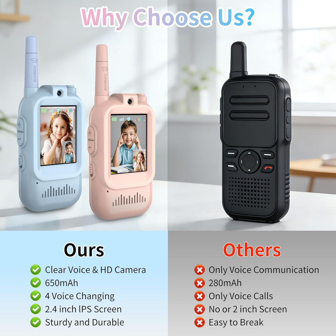 Walkie Talkies para niños, paquete de 2 walkie talkies de video con...