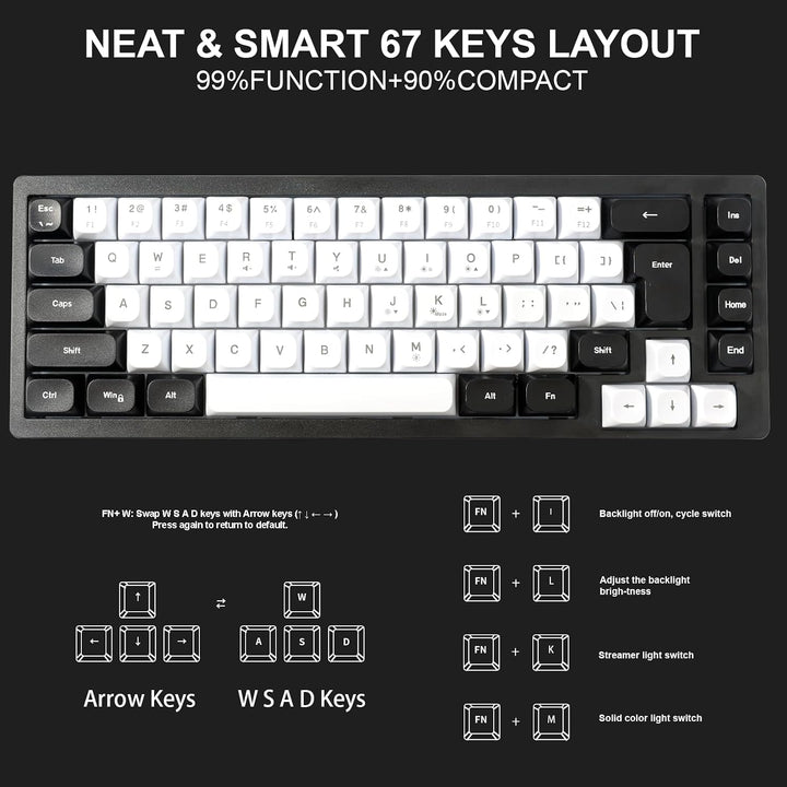 Teclado de Membrana para Juegos RGB con Cable. Teclado de Computado...