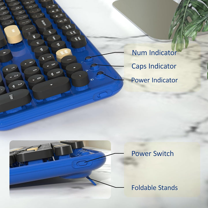 Combos de teclados de computadora inalámbricos, teclado retro color...