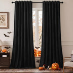 Cortinas opacas negras de 96 pulgadas de largo, cortina de oscurecimiento