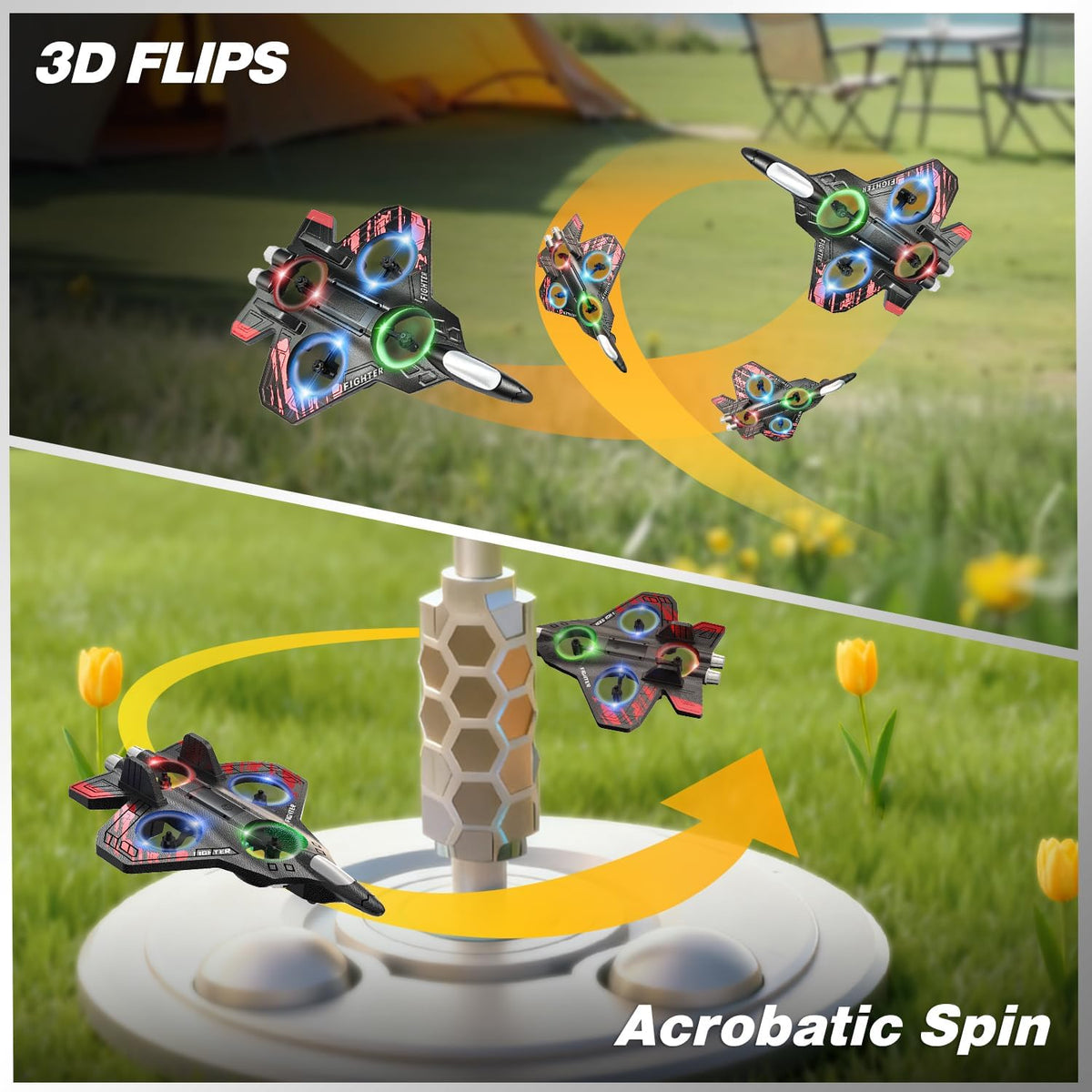 Lovovia Aviones de control remoto de espuma, aviones RC con luz, av...