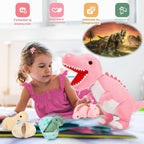 MorisMos - Animal de peluche de dinosaurio con bebés, mamá dino T-rex de 23.6 pulgadas con 3 juguetes de peluche de bebé dino y 3 huevos de peluche dentro de la barriga, juguetes de dinosaurio para