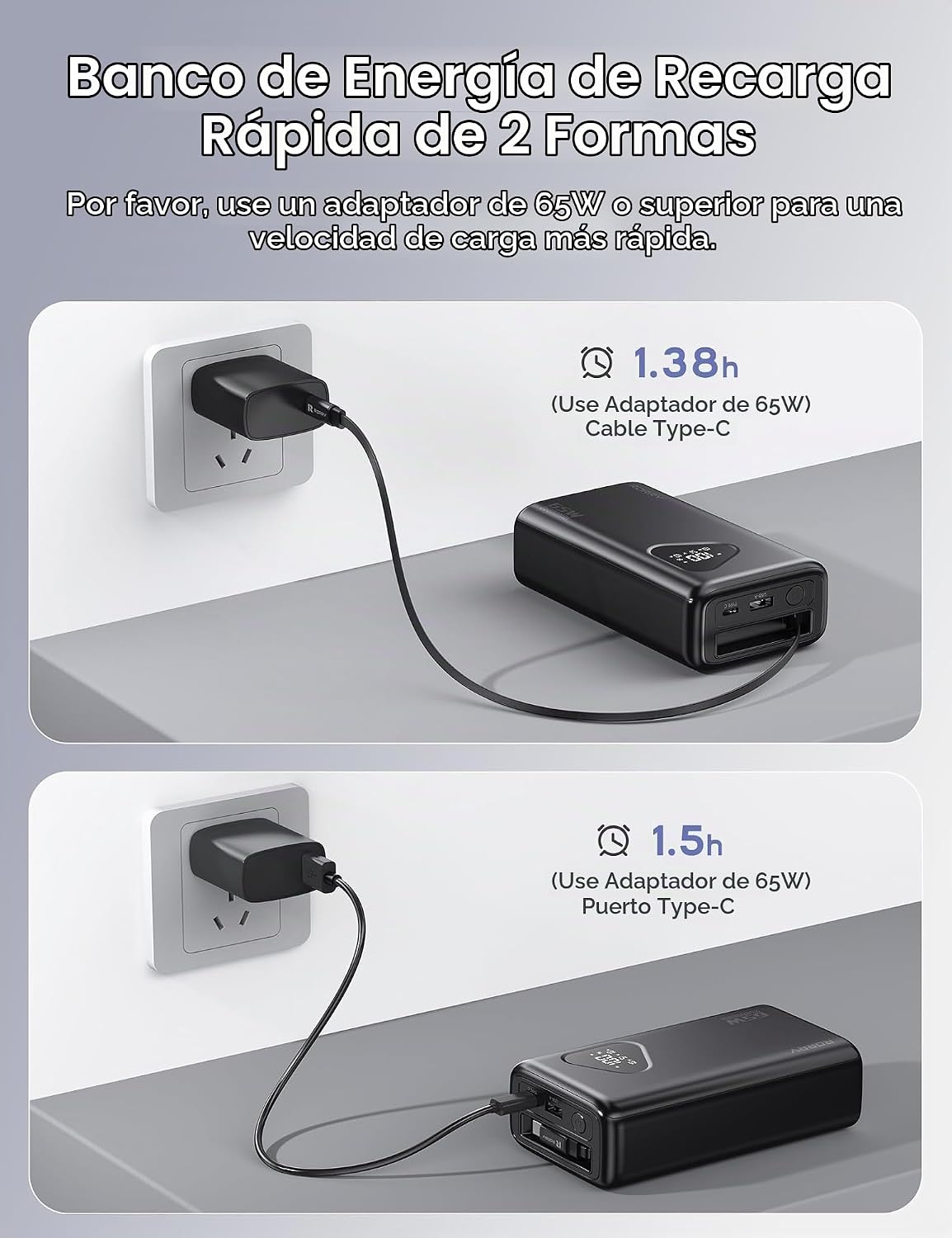 RORRY Laptop Power Bank, 25000mAh 65W Cargador portátil para comput...
