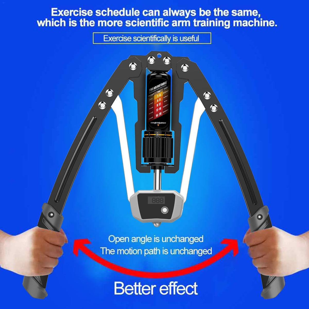 EAST MOUNT Ejercitador de brazo Twister con pantalla de contador, potencia hidráulica ajustable de 22 a 440 libras, expansor de pecho para el hogar, equipo de entrenamiento muscular de hombro